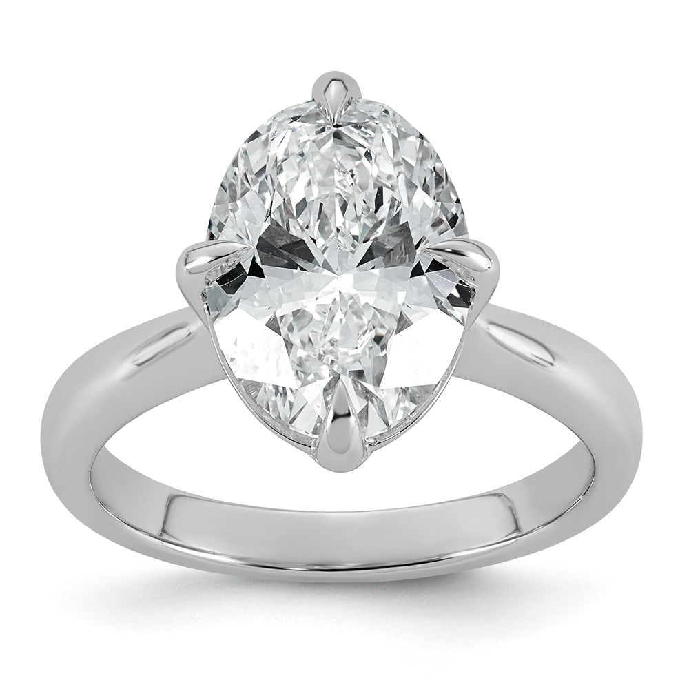 14kw 4ct Cert Oval Center Lab Grown Dia VS+ F+ Solitaire Ring