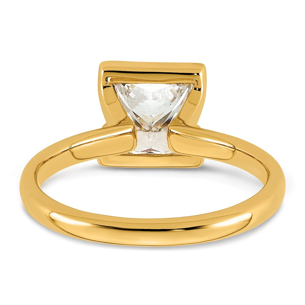 14ky 2ct Cert Princess Lab Grown Dia VS+ F+ Half Bezel Engagement Ring