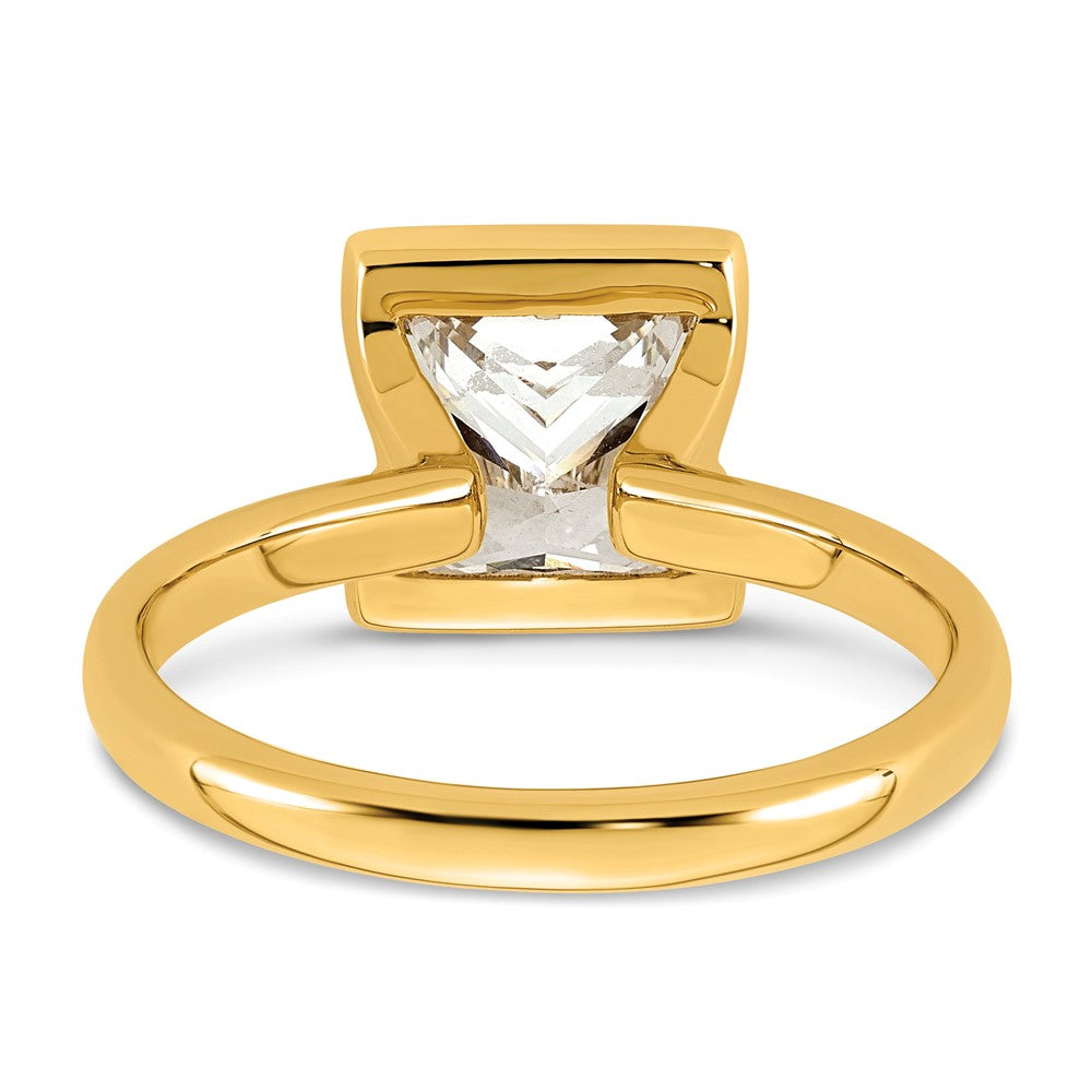 14ky 2 1/2ct Cert Princess Lab Grown Dia VS+ F+ Half Bezel Engagement Ring