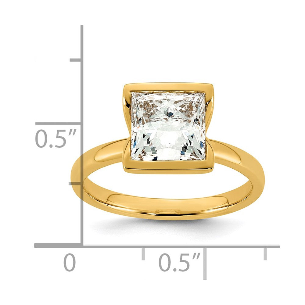 14ky 2 1/2ct Cert Princess Lab Grown Dia VS+ F+ Half Bezel Engagement Ring