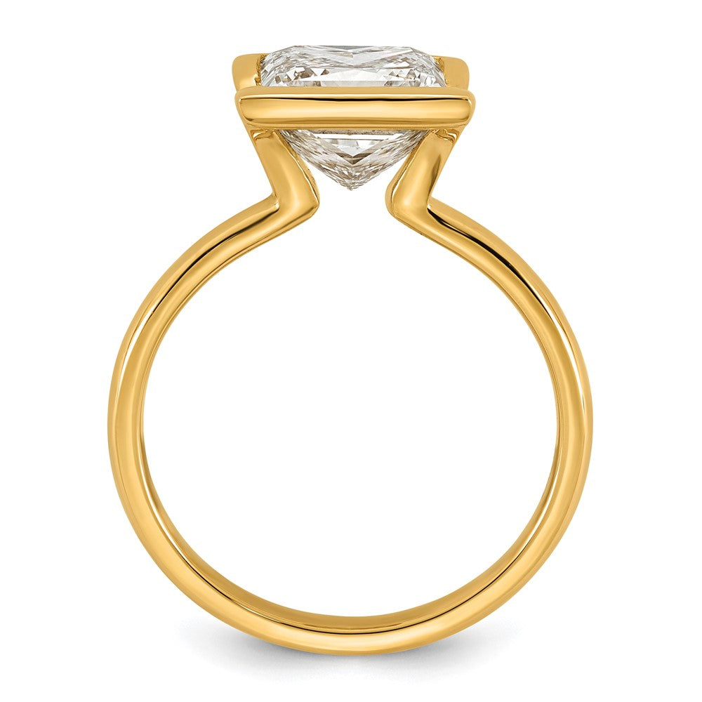 14ky 3ct Cert Princess Lab Grown Dia VS+ F+ Half Bezel Engagement Ring