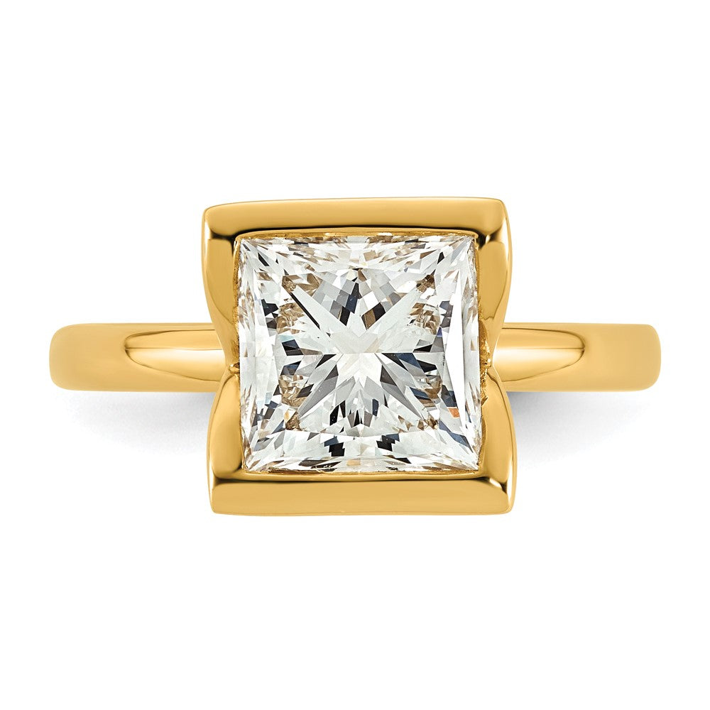 14ky 3ct Cert Princess Lab Grown Dia VS+ F+ Half Bezel Engagement Ring