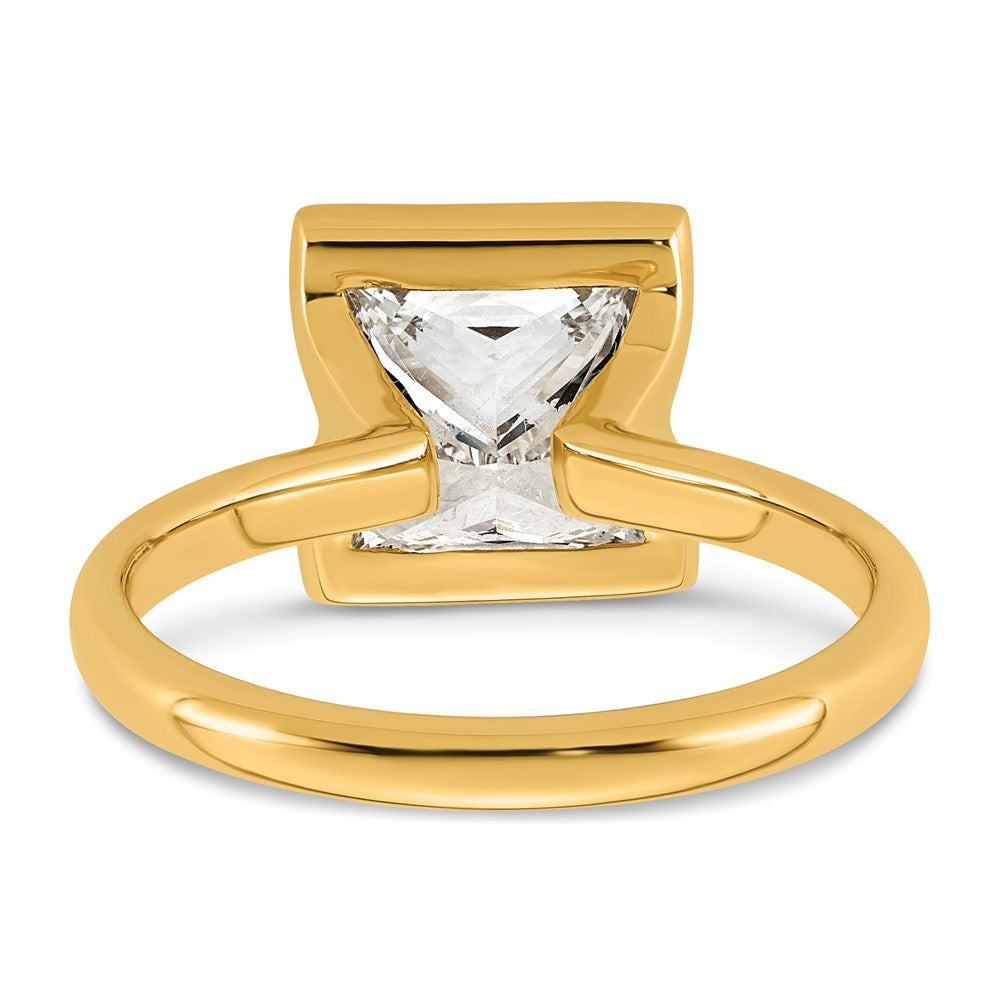 14ky 3ct Cert Princess Lab Grown Dia VS+ F+ Half Bezel Engagement Ring
