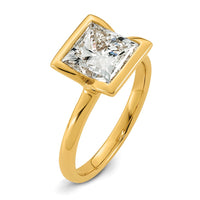 14ky 3ct Cert Princess Lab Grown Dia VS+ F+ Half Bezel Engagement Ring