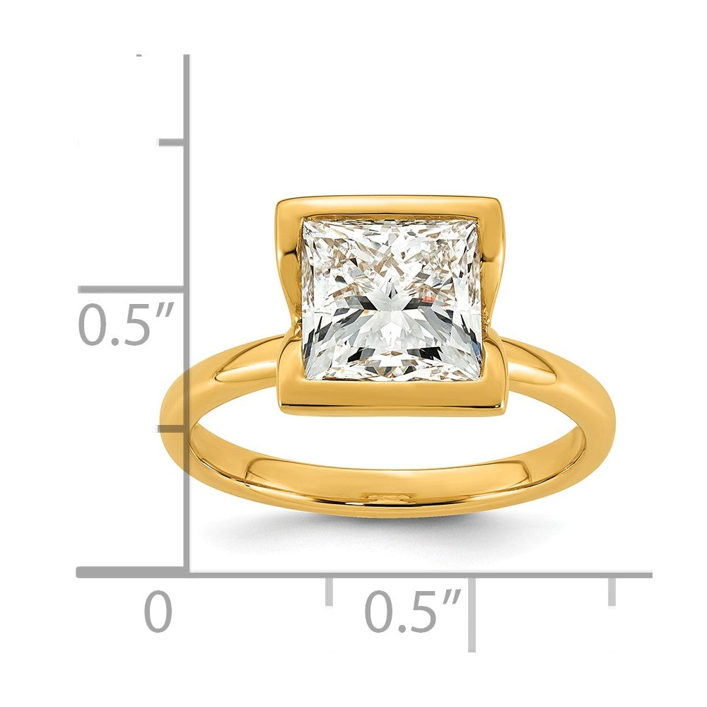 14ky 3ct Cert Princess Lab Grown Dia VS+ F+ Half Bezel Engagement Ring