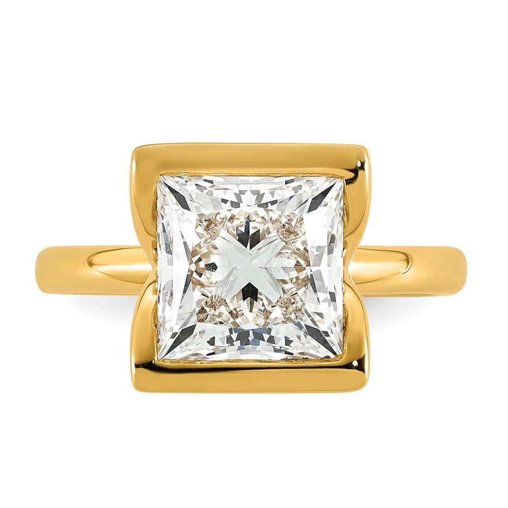 14ky 4ct Cert Princess Lab Grown Dia VS+ F+ Half Bezel Engagement Ring