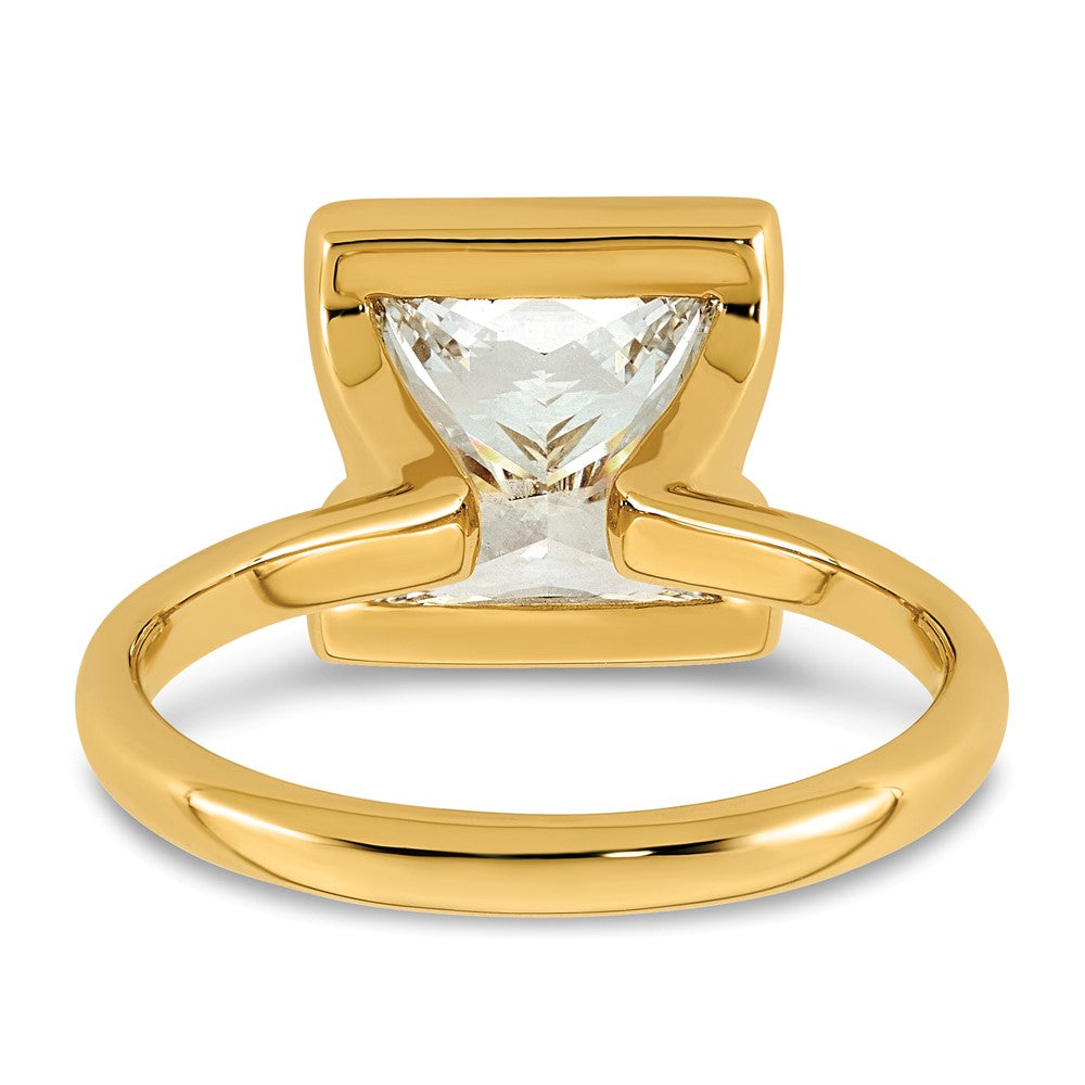 14ky 4ct Cert Princess Lab Grown Dia VS+ F+ Half Bezel Engagement Ring