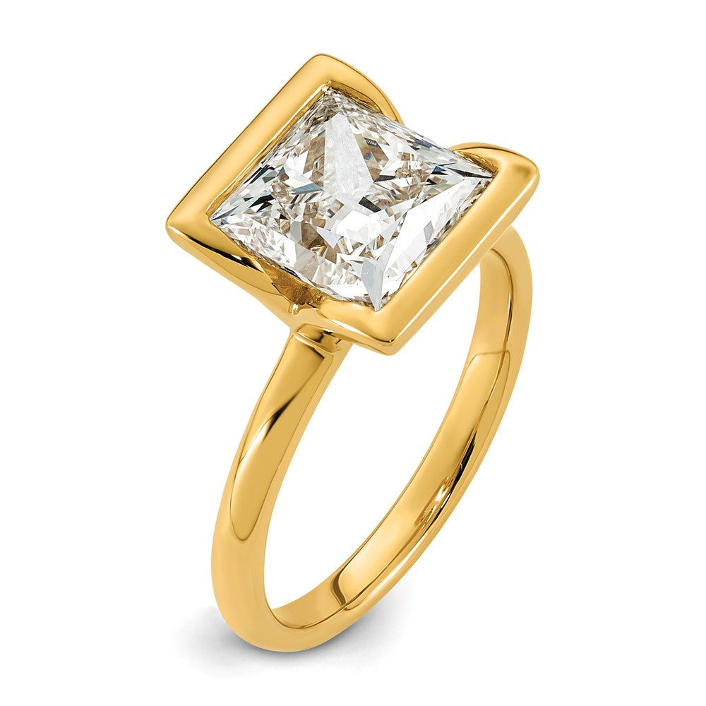 14ky 4ct Cert Princess Lab Grown Dia VS+ F+ Half Bezel Engagement Ring