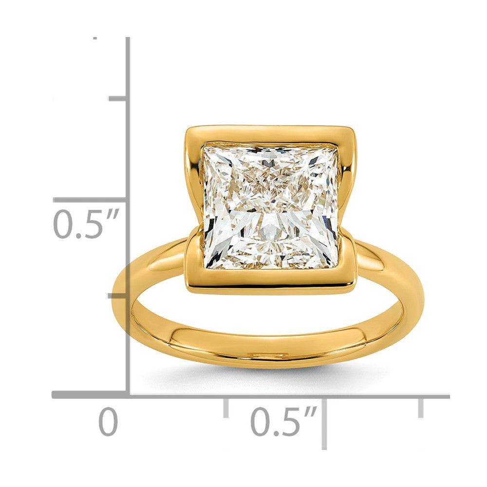 14ky 4ct Cert Princess Lab Grown Dia VS+ F+ Half Bezel Engagement Ring