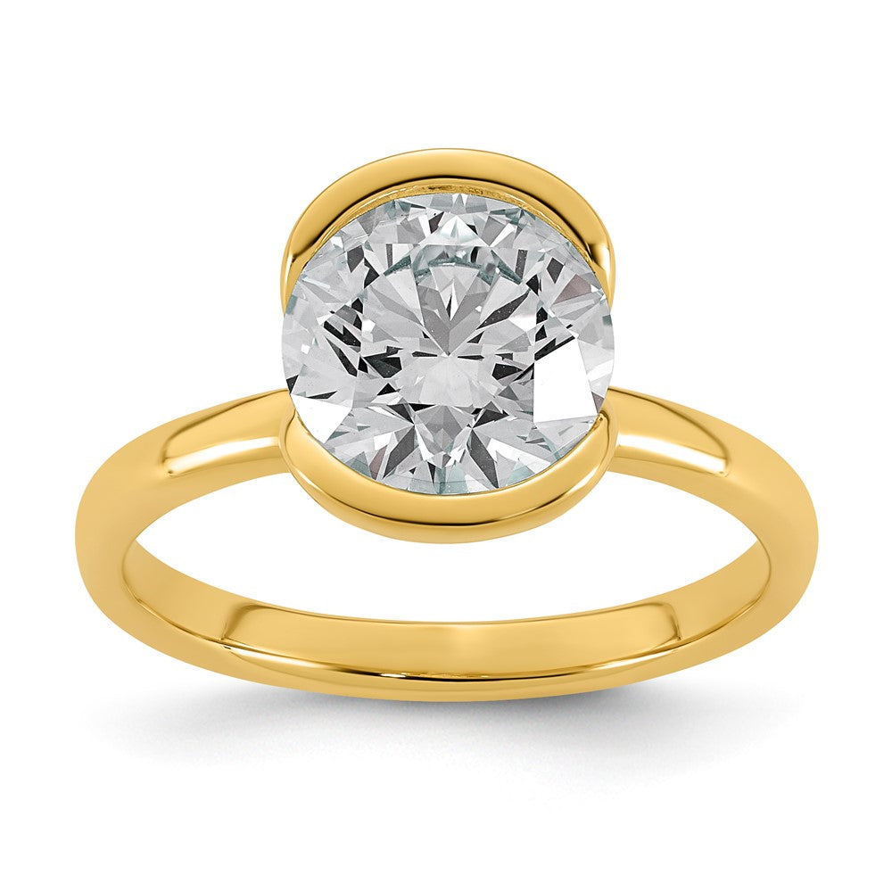14ky Certified Round Lab Grown Diamond VS+ F+ Half Bezel Engagement Ring