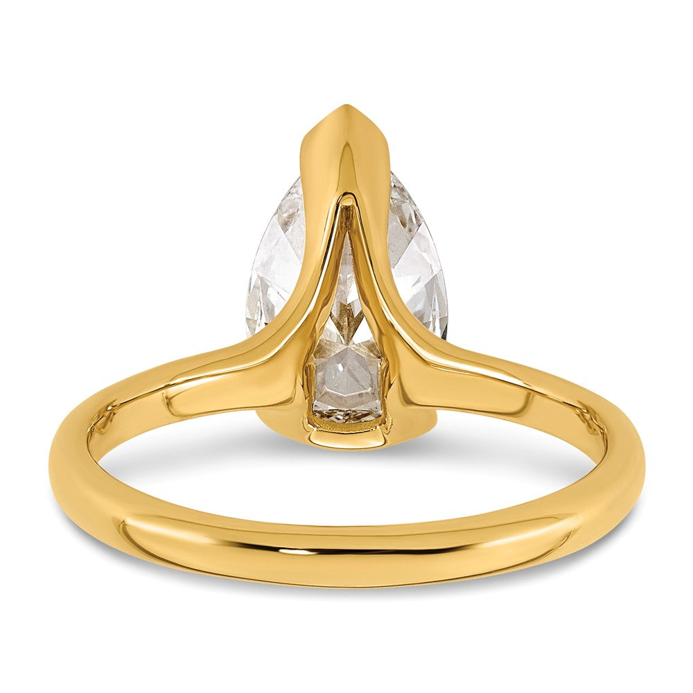 14ky 2ct Cert Pear Lab Grown Dia VS+ F+ Half Bezel Engagement Ring
