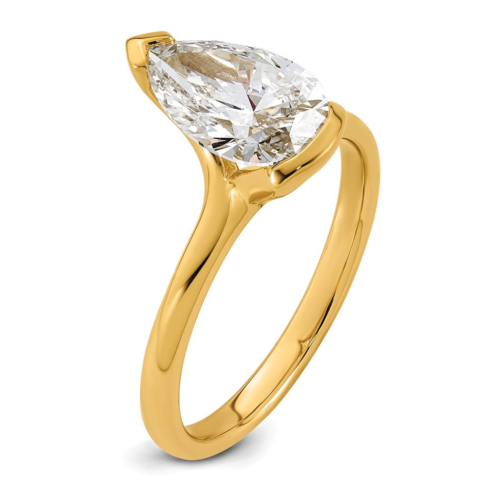 14ky 2ct Cert Pear Lab Grown Dia VS+ F+ Half Bezel Engagement Ring