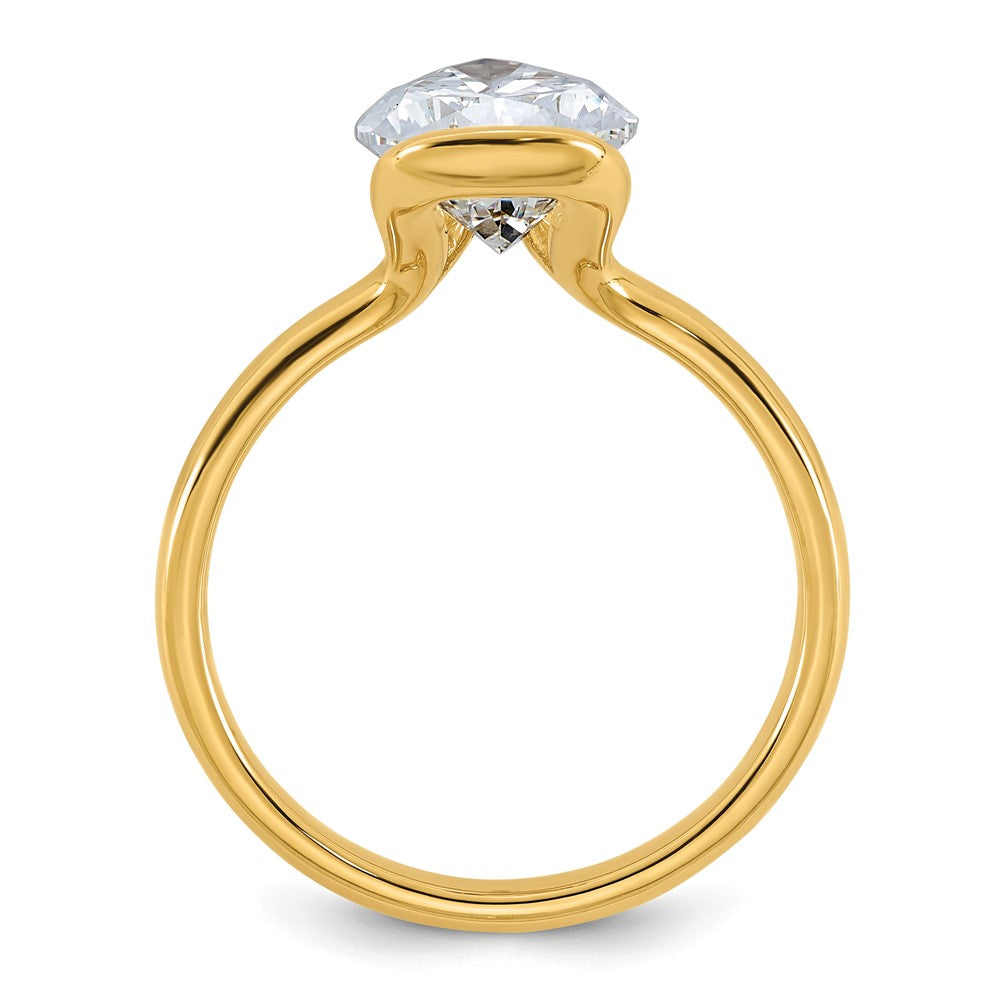 14ky 3ct Cert Pear Lab Grown Dia VS+ F+ Half Bezel Engagement Ring