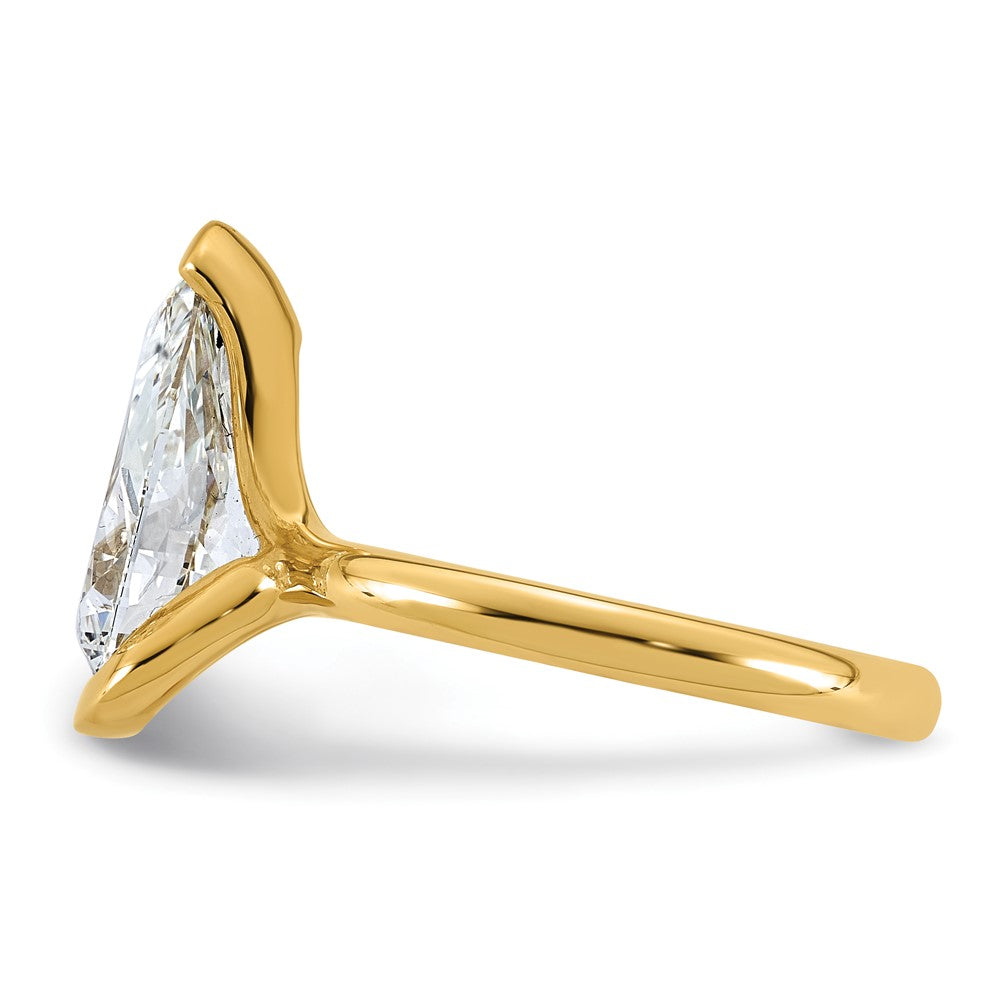 14ky 3ct Cert Pear Lab Grown Dia VS+ F+ Half Bezel Engagement Ring