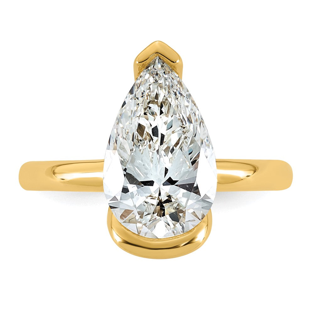 14ky 3ct Cert Pear Lab Grown Dia VS+ F+ Half Bezel Engagement Ring