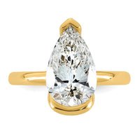 14ky 3ct Cert Pear Lab Grown Dia VS+ F+ Half Bezel Engagement Ring