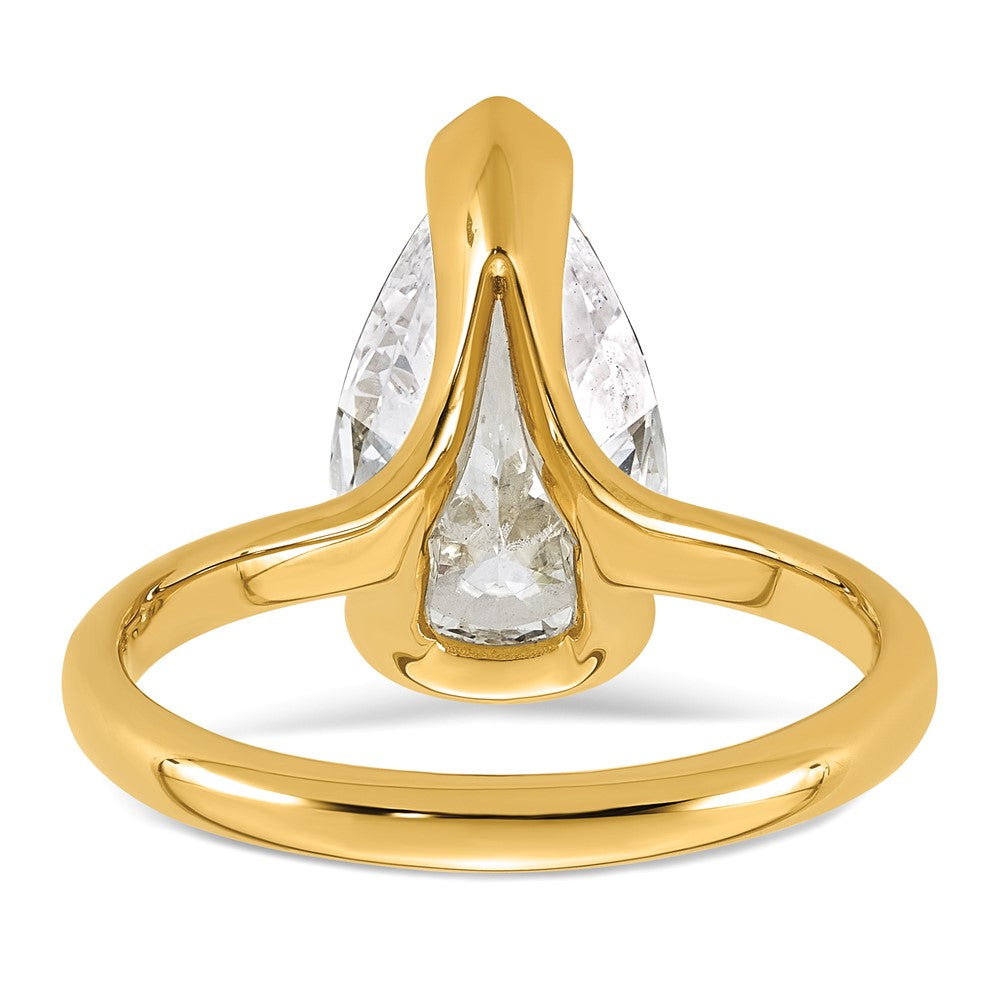 14ky 3ct Cert Pear Lab Grown Dia VS+ F+ Half Bezel Engagement Ring