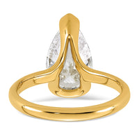 14ky 3ct Cert Pear Lab Grown Dia VS+ F+ Half Bezel Engagement Ring