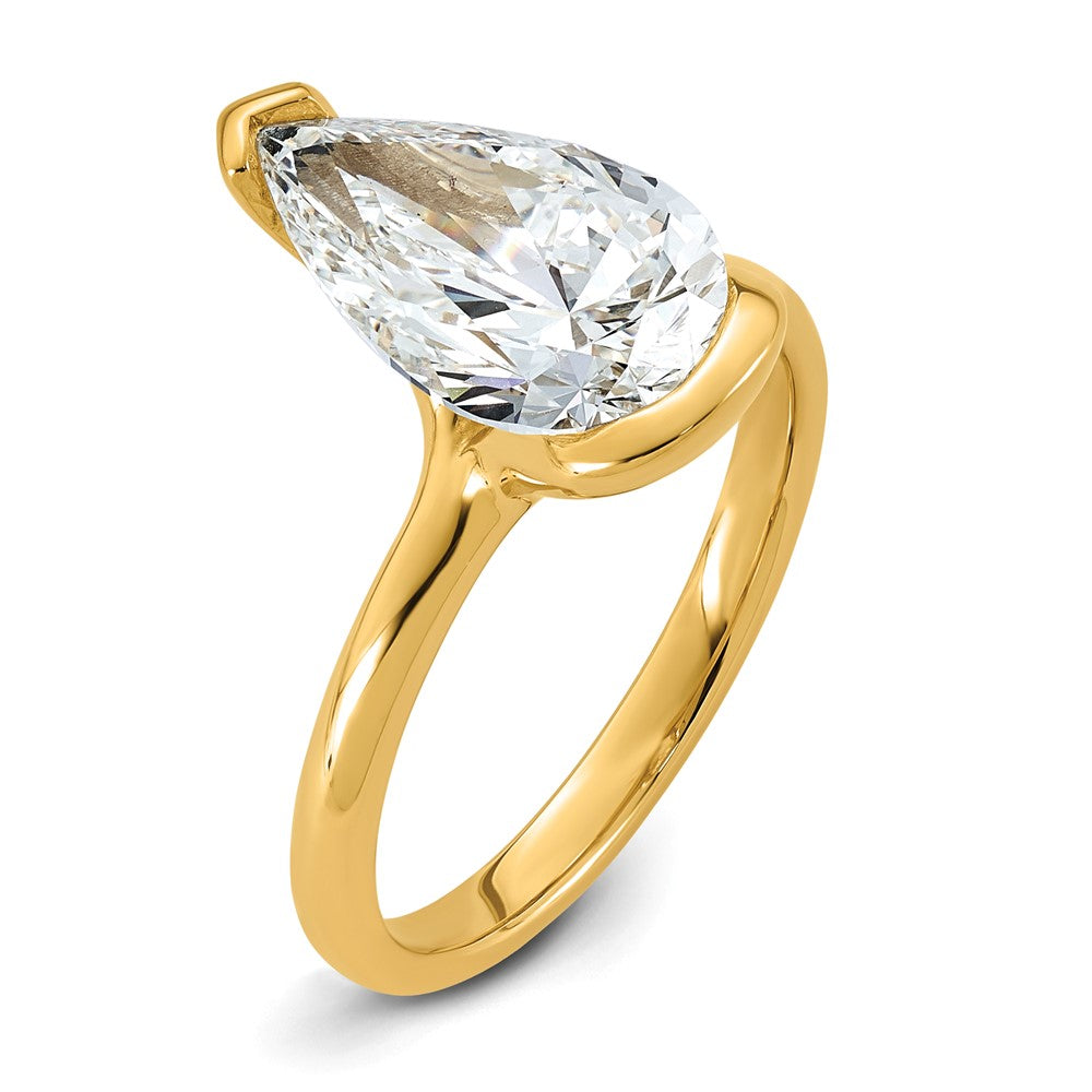 14ky 3ct Cert Pear Lab Grown Dia VS+ F+ Half Bezel Engagement Ring