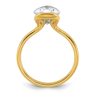 14ky 3 1/2ct Cert Pear Lab Grown Dia VS+ F+ Half Bezel Engagement Ring