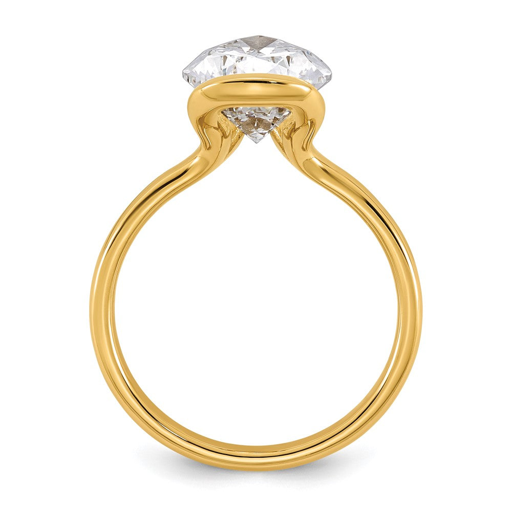 14ky 4ct Cert Pear Lab Grown Dia VS+ F+ Half Bezel Engagement Ring