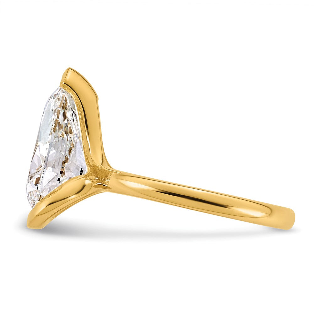 14ky 4ct Cert Pear Lab Grown Dia VS+ F+ Half Bezel Engagement Ring