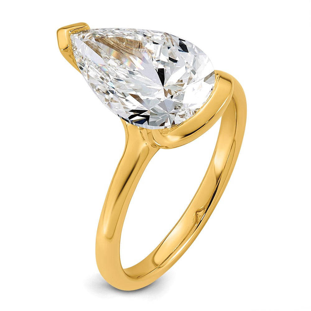 14ky 4ct Cert Pear Lab Grown Dia VS+ F+ Half Bezel Engagement Ring