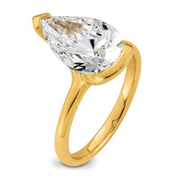 14ky 4ct Cert Pear Lab Grown Dia VS+ F+ Half Bezel Engagement Ring