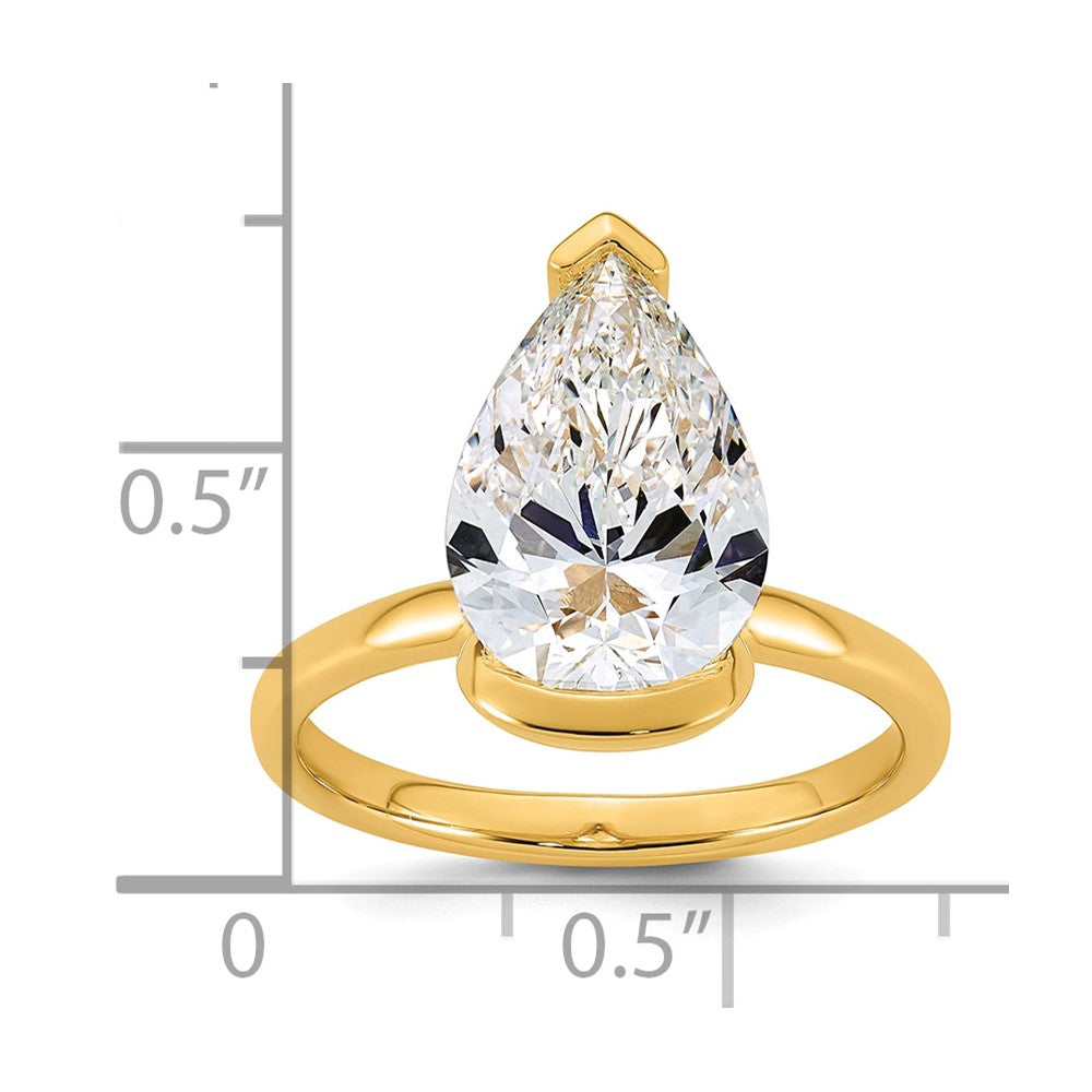 14ky 4ct Cert Pear Lab Grown Dia VS+ F+ Half Bezel Engagement Ring