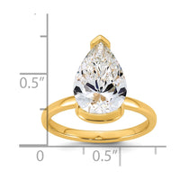 14ky 4ct Cert Pear Lab Grown Dia VS+ F+ Half Bezel Engagement Ring