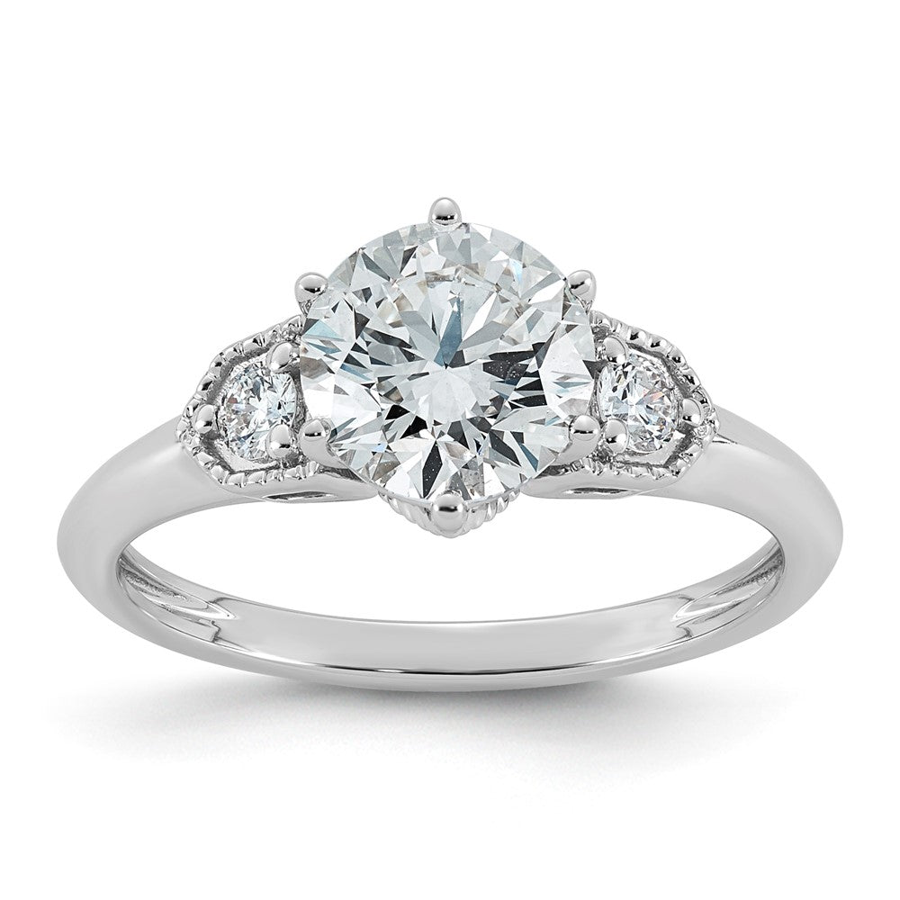 14kw Certified Round Center Lab Grown Diamond VS+ F+ Engagement Ring