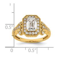 14ky Certified Emerald Center Lab Grown Diamond VS+ F+ Halo Engagement Ring
