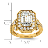 14ky Certified Emerald Center Lab Grown Diamond VS+ F+ Halo Engagement Ring