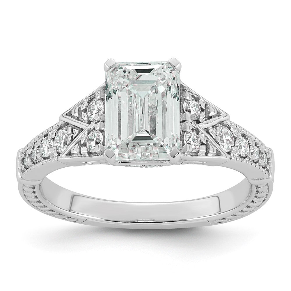 14kw Certified Emerald Center Lab Grown Diamond VS+ F+ Engagement Ring