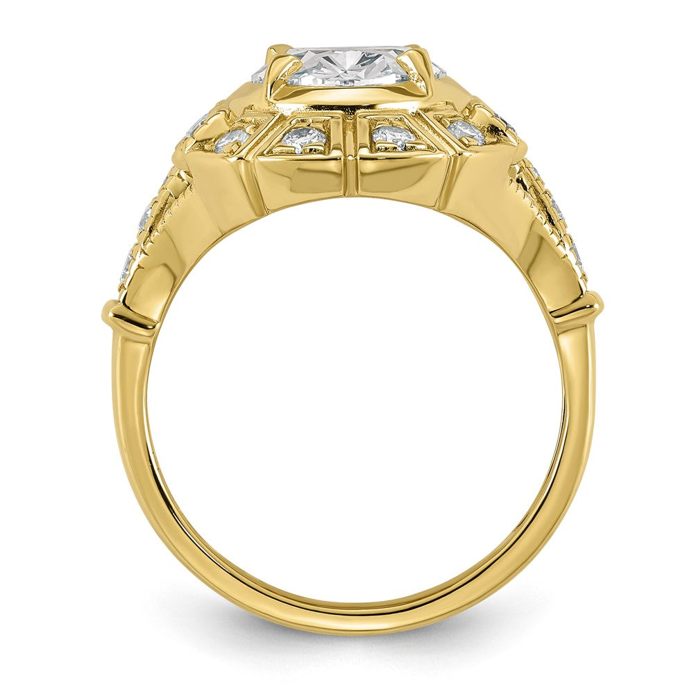 14ky Certified Oval Center Lab Grown Diamond VS+ F+ Halo Engagement Ring