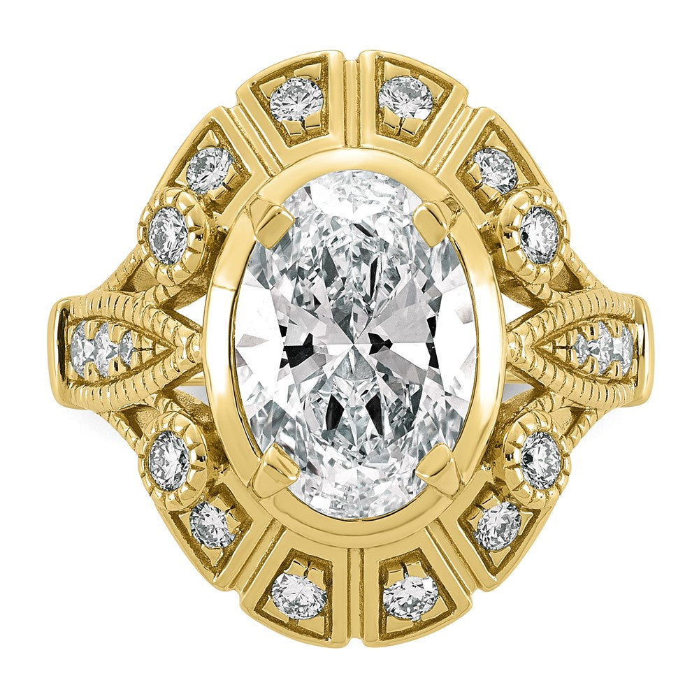 14ky Certified Oval Center Lab Grown Diamond VS+ F+ Halo Engagement Ring