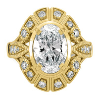 14ky Certified Oval Center Lab Grown Diamond VS+ F+ Halo Engagement Ring
