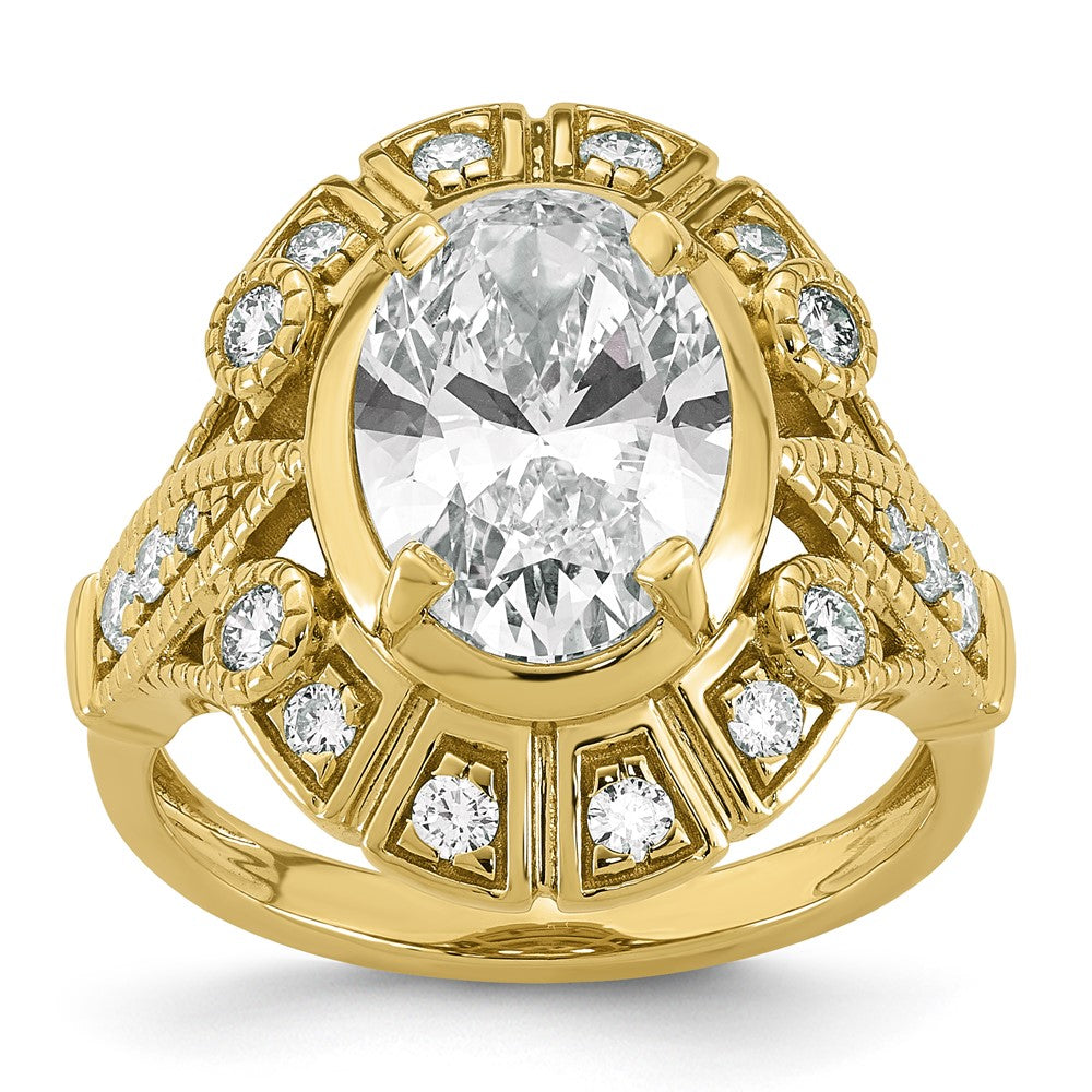14ky Certified Oval Center Lab Grown Diamond VS+ F+ Halo Engagement Ring