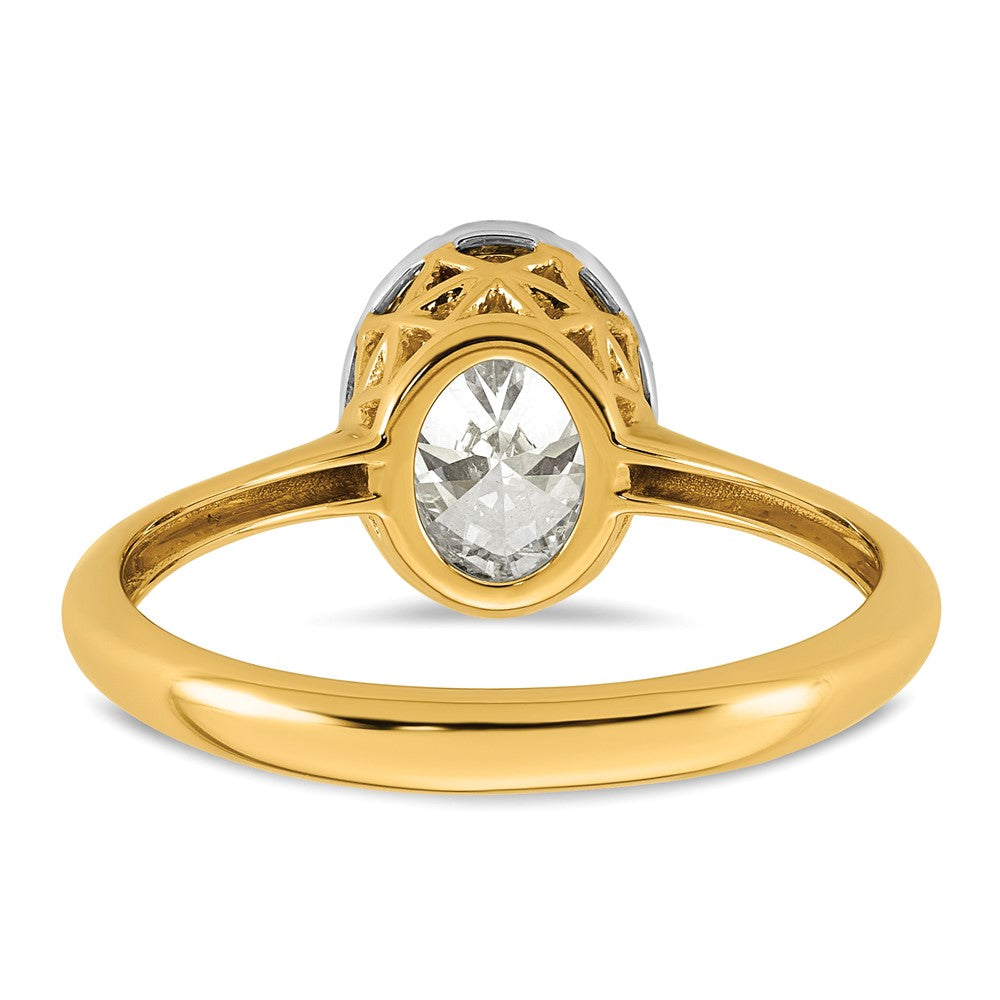 10ky w/Rhodium Cert Lab Grown VS+ F+ Oval Center Diamond Ring
