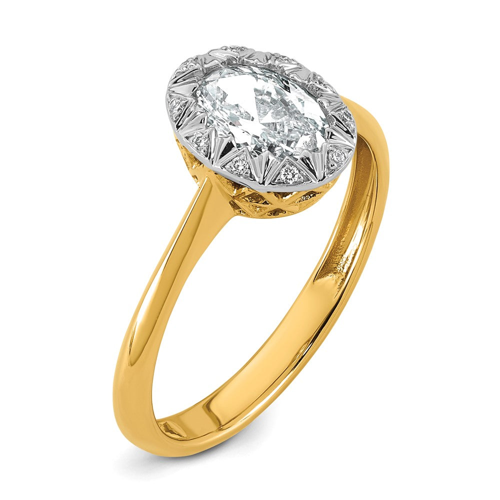 10ky w/Rhodium Cert Lab Grown VS+ F+ Oval Center Diamond Ring