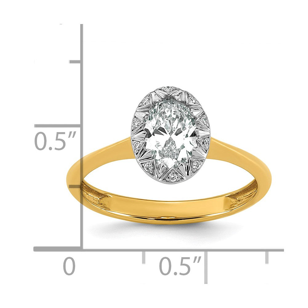 10ky w/Rhodium Cert Lab Grown VS+ F+ Oval Center Diamond Ring