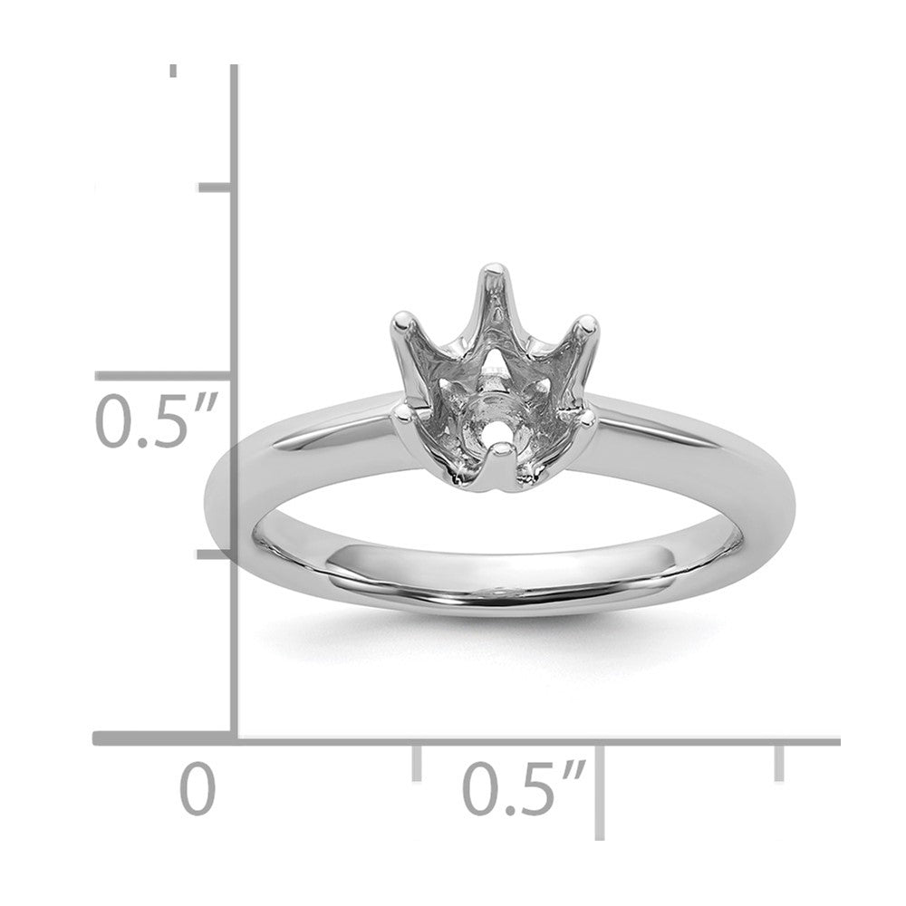 14k White Gold 6-Prong Round Solitaire Engagement Ring Mounting