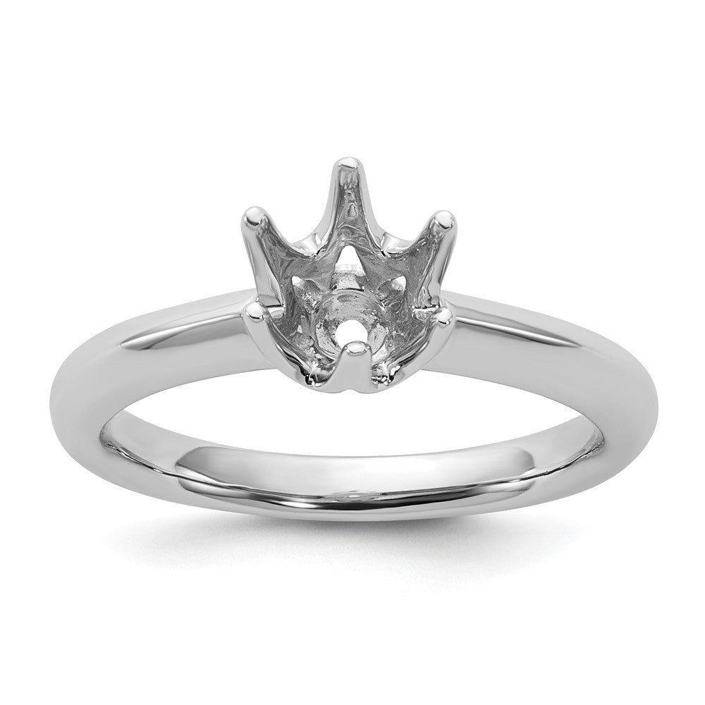 14k White Gold 6-Prong Round Solitaire Engagement Ring Mounting