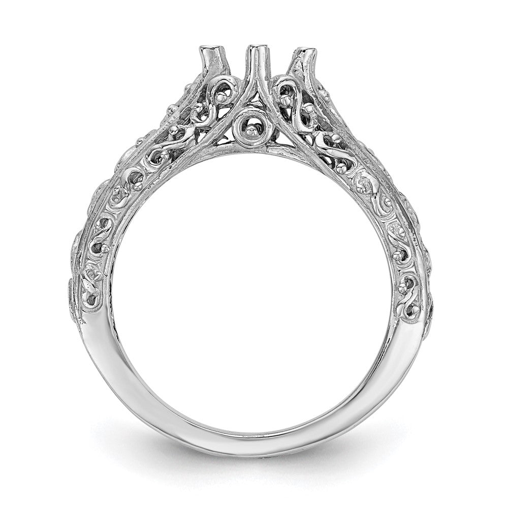 14k White Gold Round Solitaire 5/8 ct Center Engagement Ring Mounting