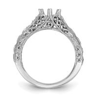 14k White Gold Round Solitaire 5/8 ct Center Engagement Ring Mounting
