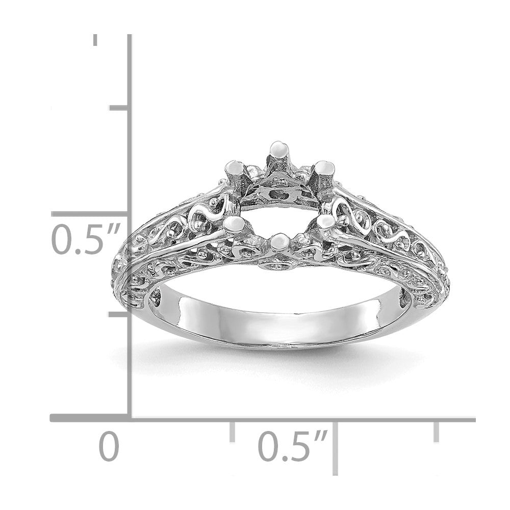14k White Gold Round Solitaire 5/8 ct Center Engagement Ring Mounting