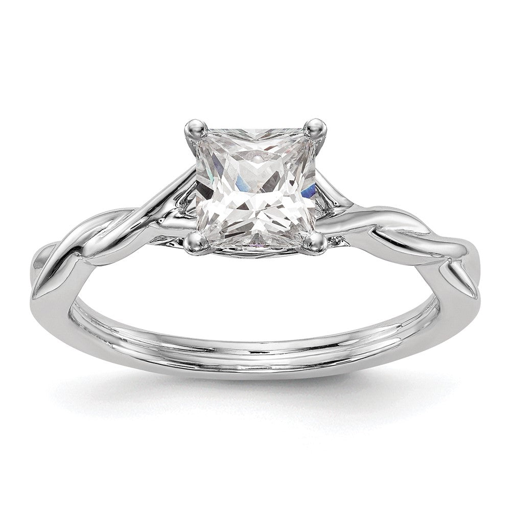 14k White Gold Twist Solitaire Peg Set Engagement Ring Mounting