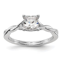 14k White Gold Twist Solitaire Peg Set Engagement Ring Mounting