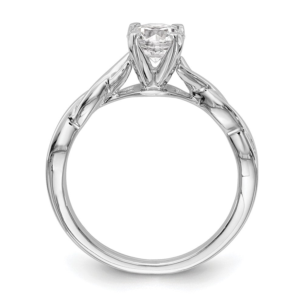 14k White Gold Twist Solitaire Peg Set Engagement Ring Mounting