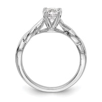 14k White Gold Twist Solitaire Peg Set Engagement Ring Mounting